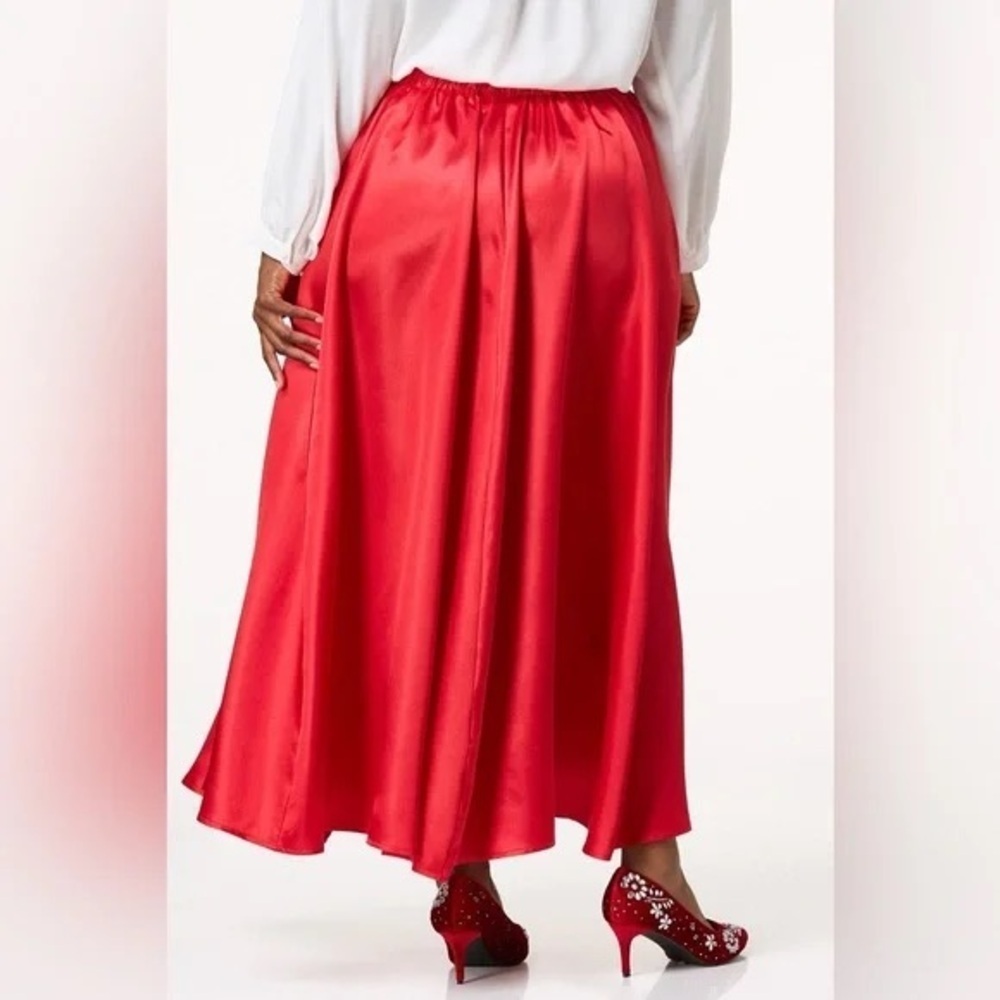 Cato | PLUS SIZE RED SWEEPING SATIN MAXI SKIRT SIZE 26/28 - Picture 5 of 6
